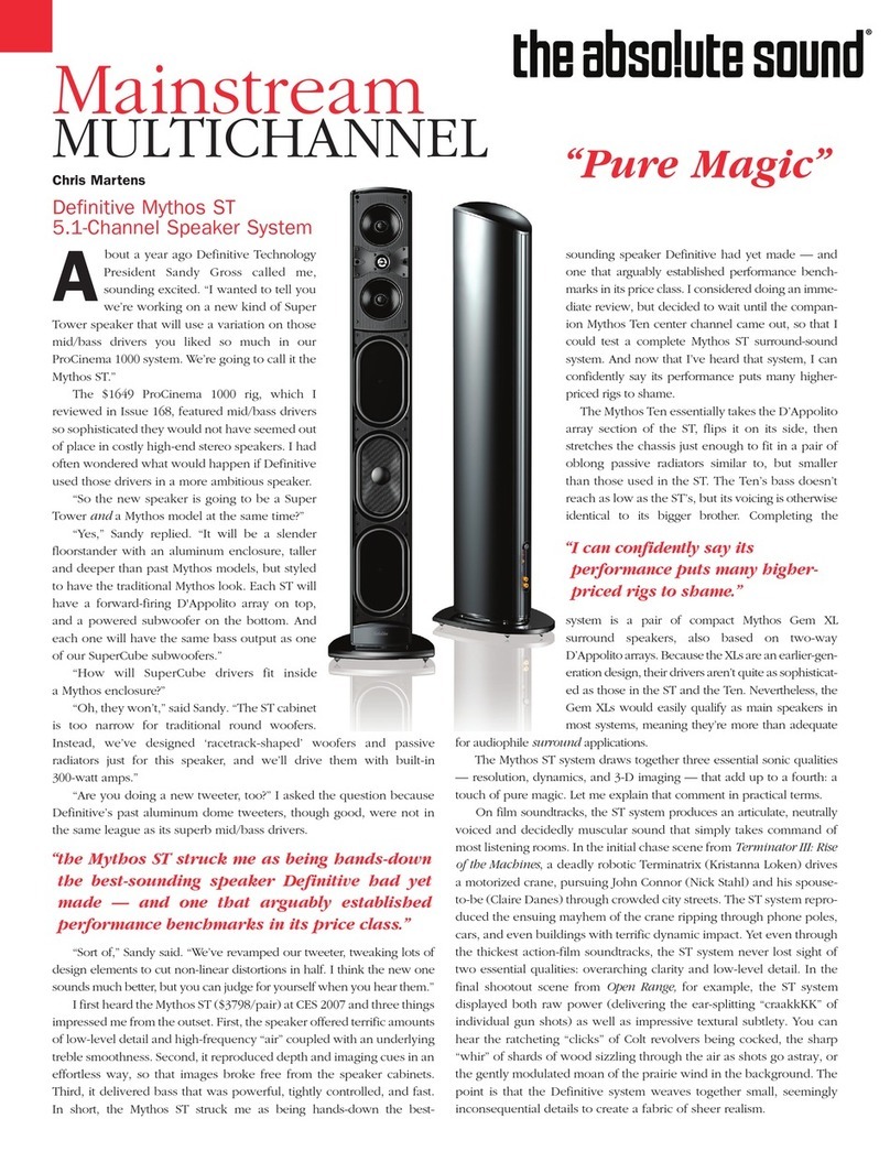 Definitive Technology Mythos Mythos STS User manual Definitive Technology Mythos Mythos STS User manual