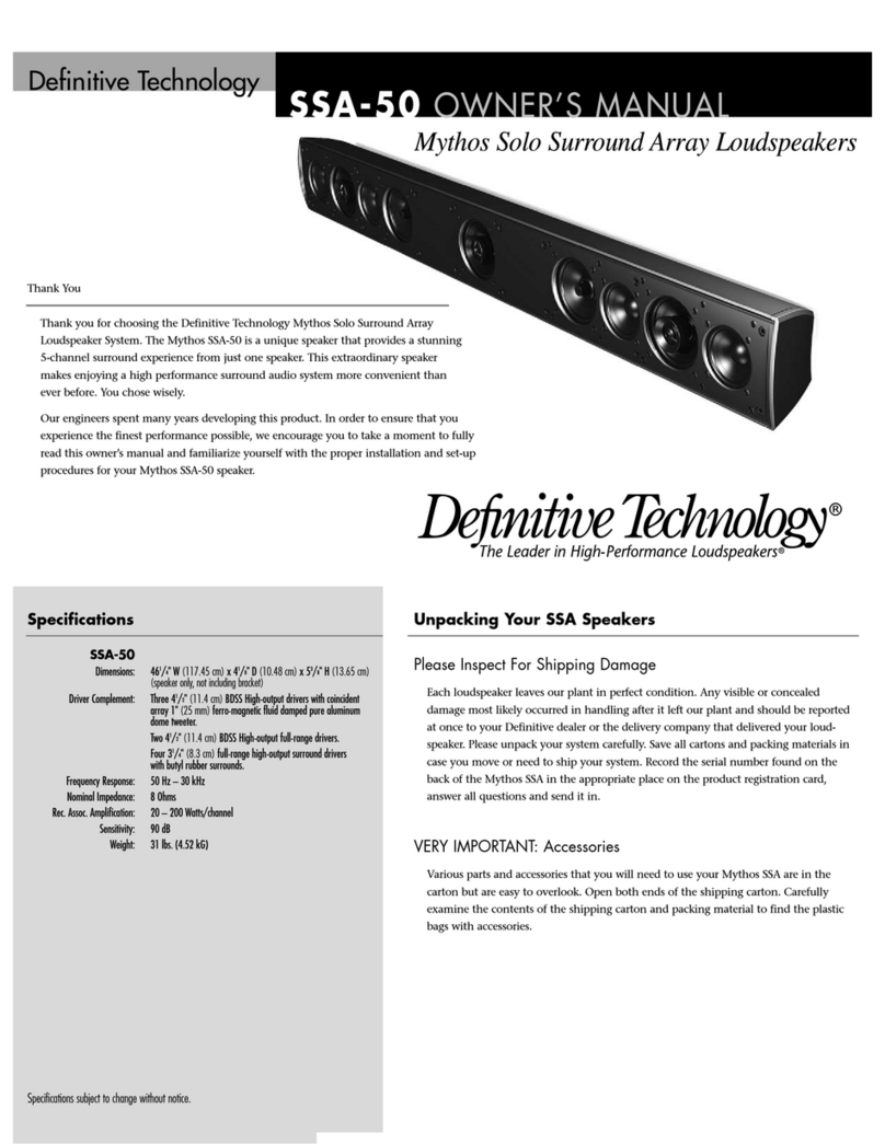 Definitive Technology Mythos Solo Surround Array SSA-50 User manual