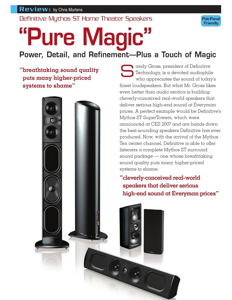 Definitive Technology Home Theater Speakers Specification sheet