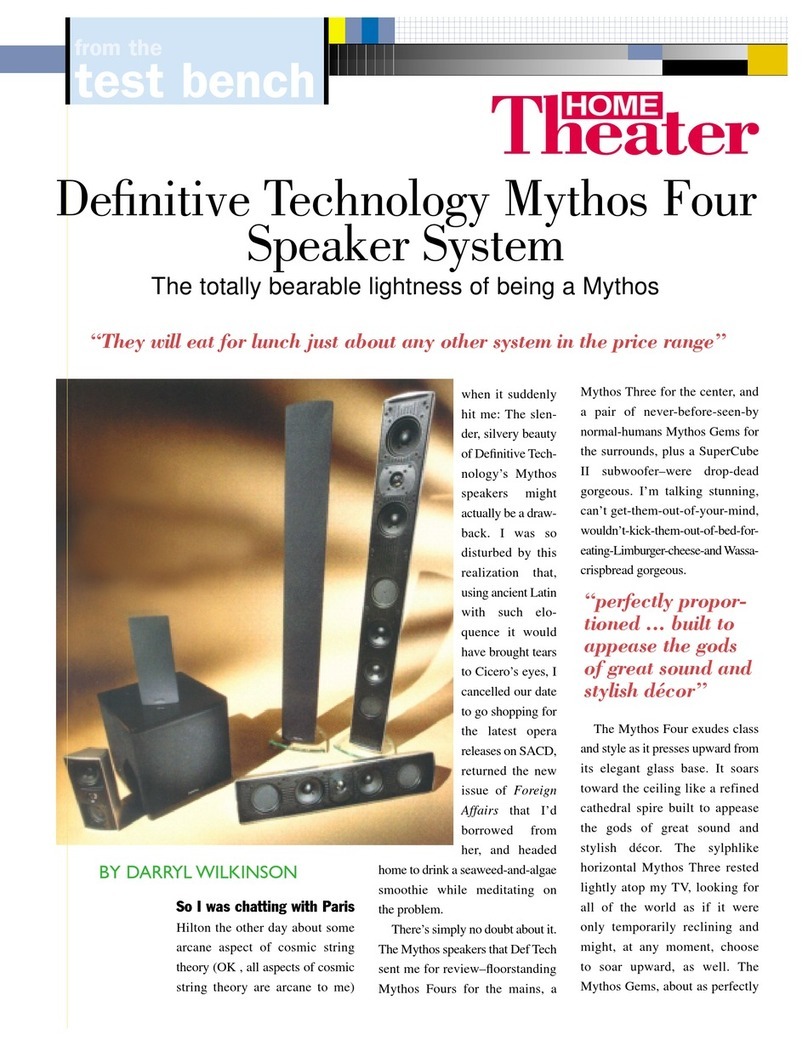 Definitive Technology Mythos Four User manual Definitive Technology Mythos Four User manual