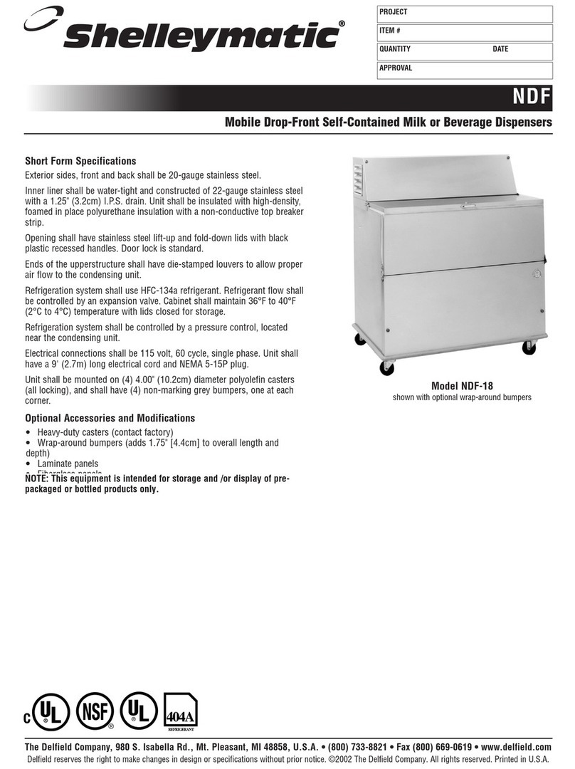 Delfield Shelleymatic NDF-12 Specification sheet Delfield Shelleymatic NDF-12 Specification sheet