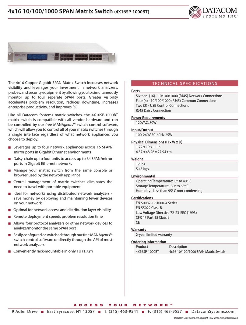 Datacom Systems 4X16SP-1000BT Specification sheet Datacom Systems 4X16SP-1000BT Specification sheet