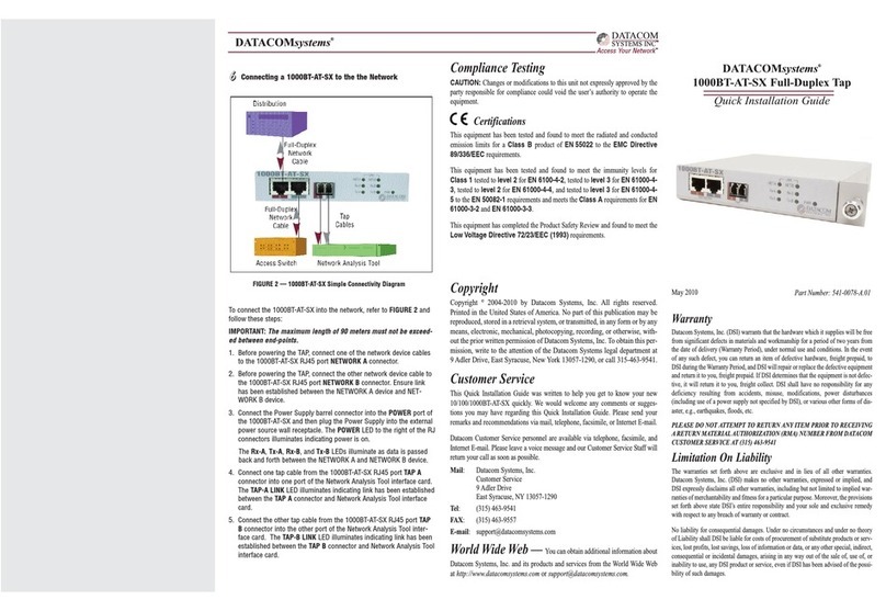 Datacom Systems 1000BT-AT-SX Quick installation guide