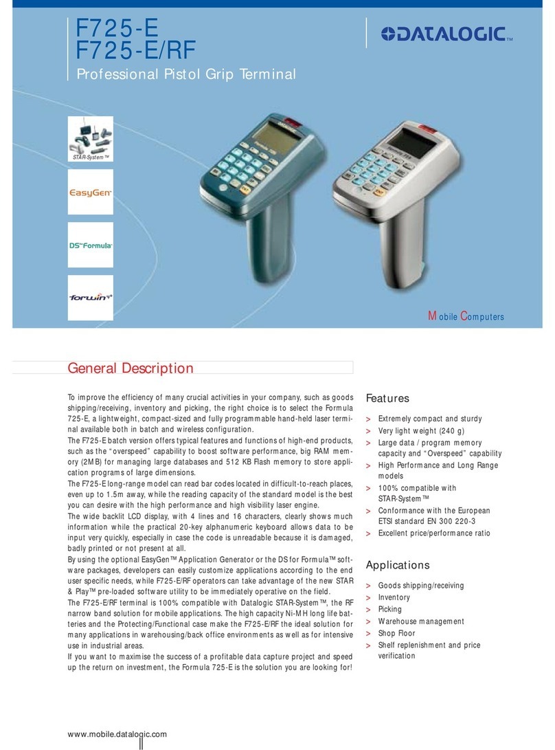 Datalogic F725-E SERIES Specification sheet