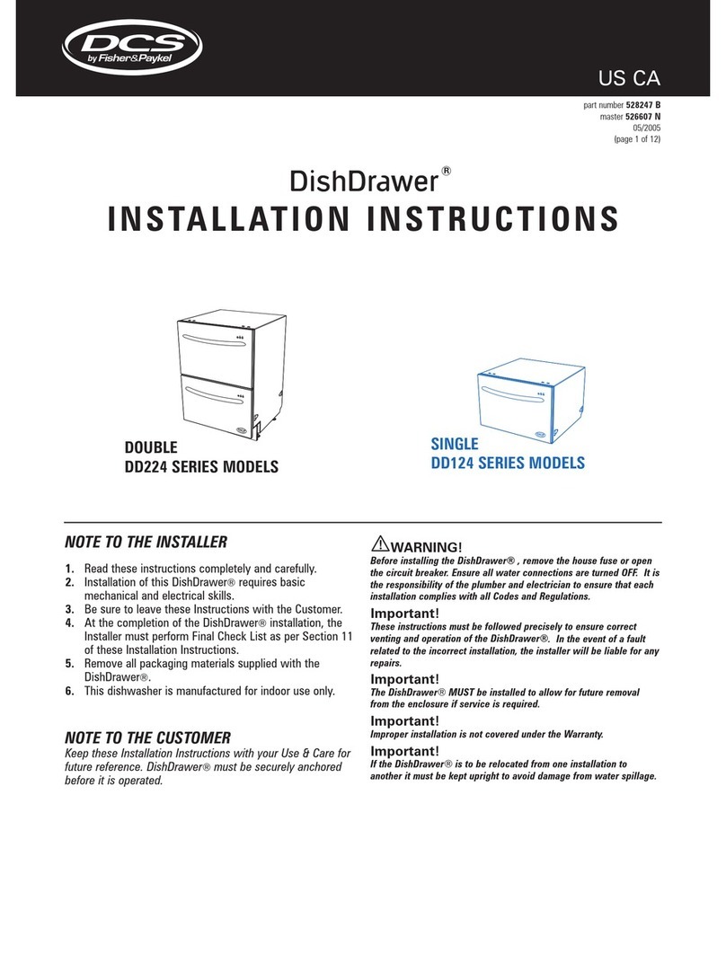 DCS DishDrawer DS224 Series installation instructions