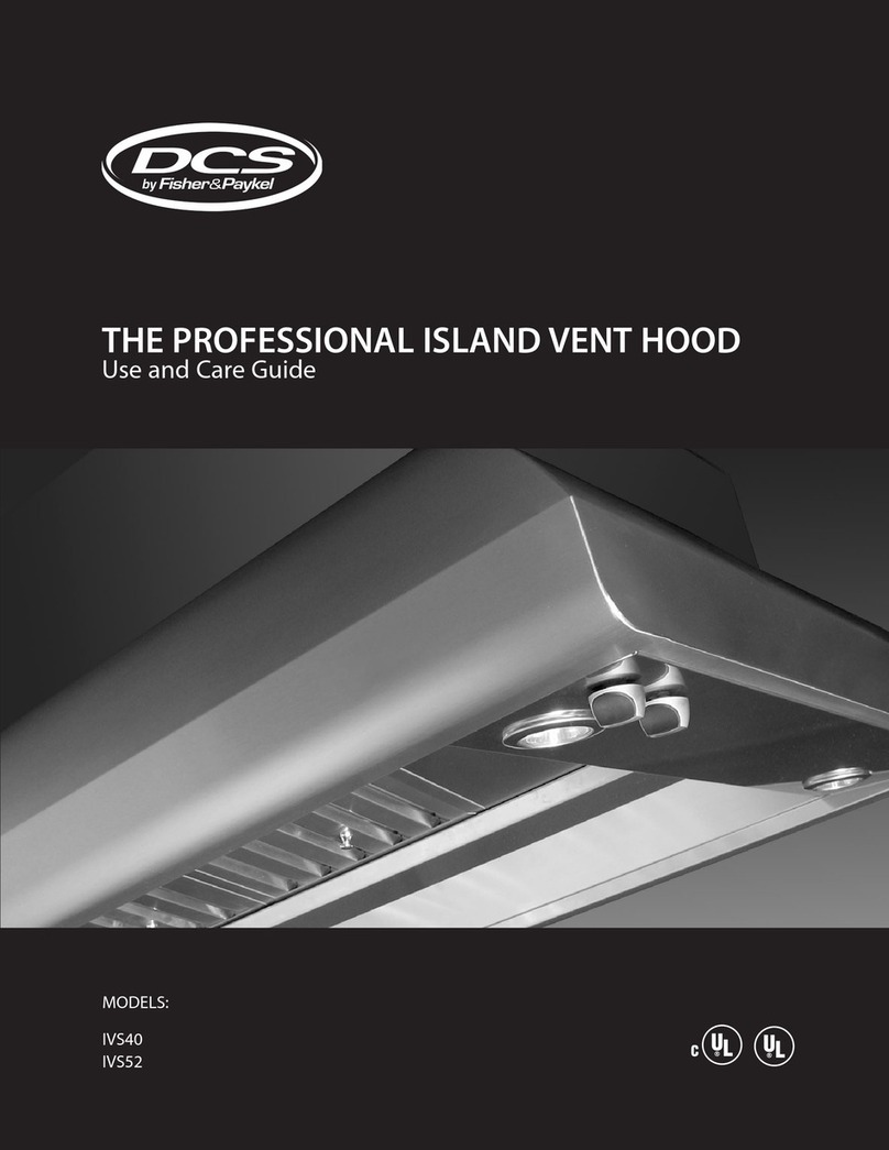 DCS Professional Island Vent Hood IVS40 Use and care guide