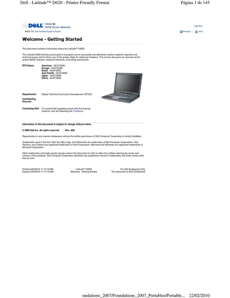 Dell D620 - Latitude Laptop Computer System Core Duo Processor Wireless XP... User manual