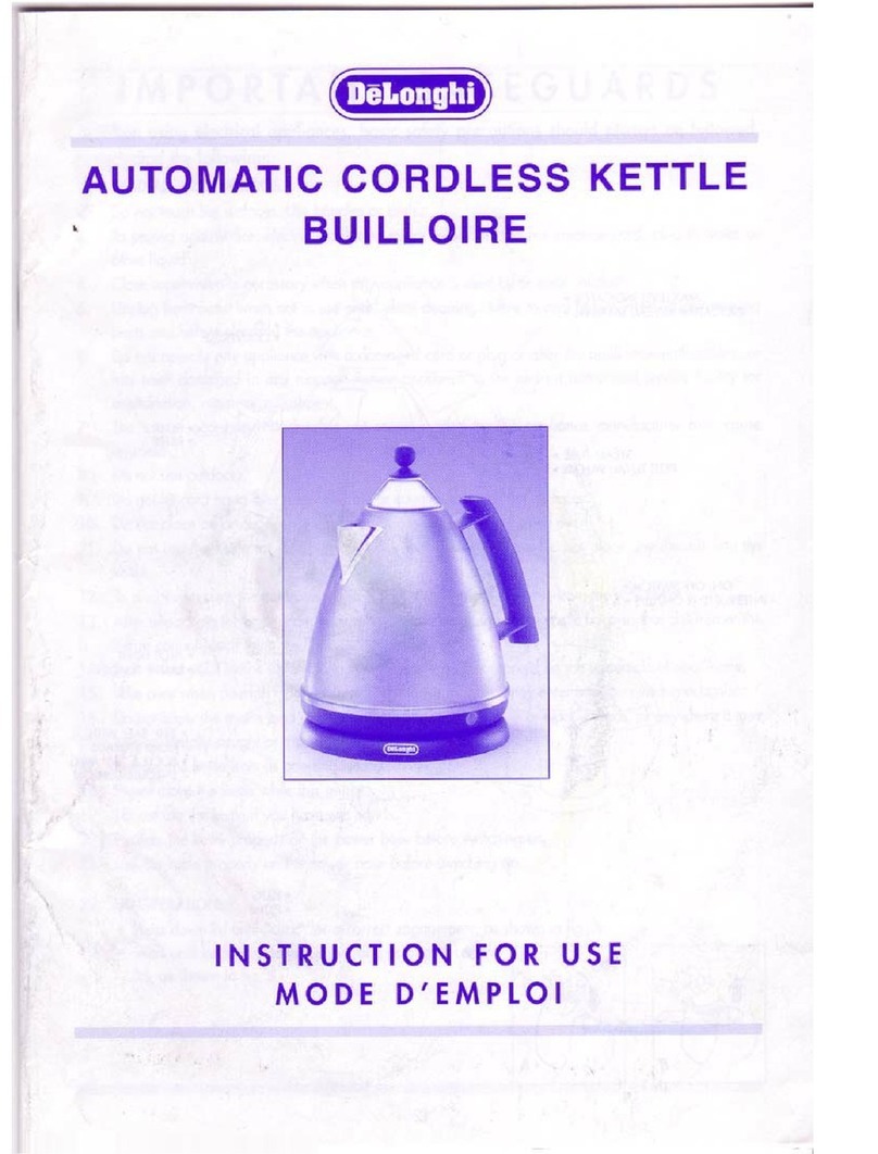 DeLonghi Cordless Kettle Builloire User manual
