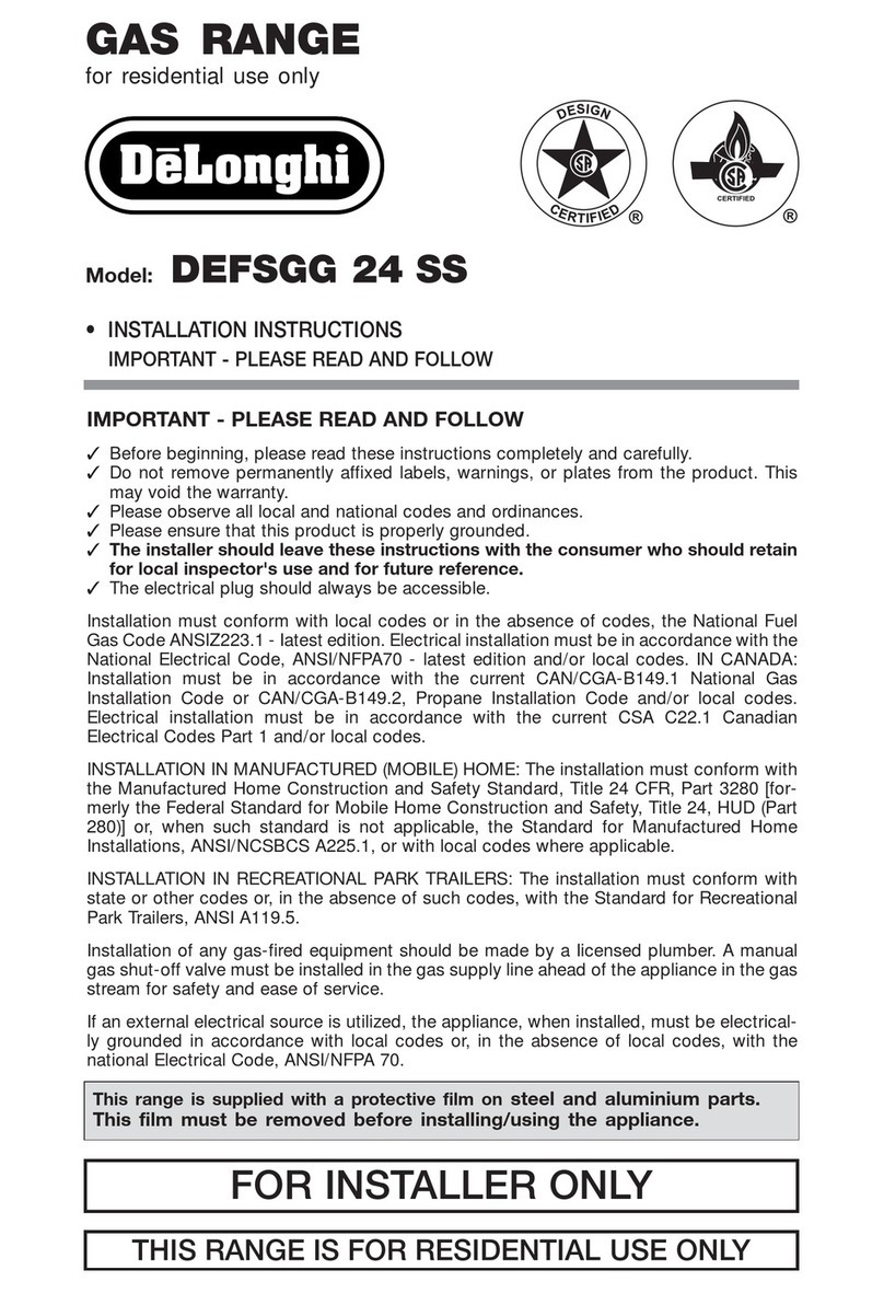 DeLonghi DEFSGG 24 SS installation instructions