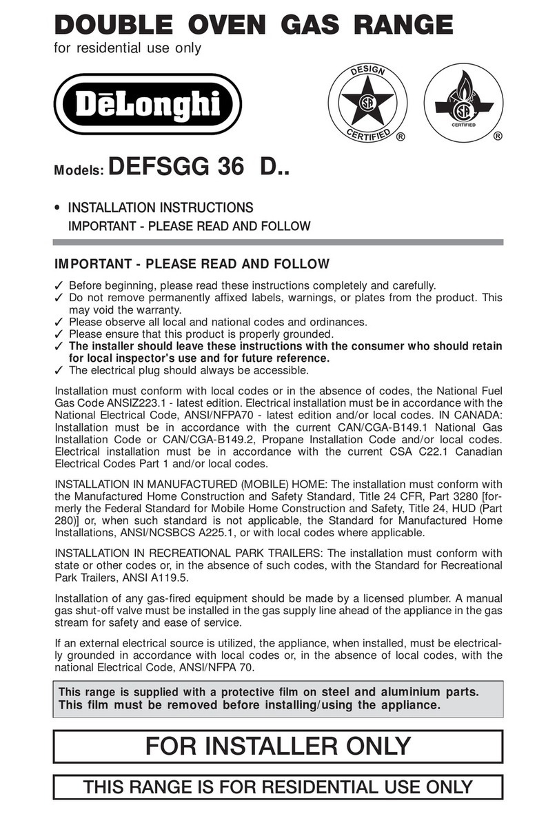 DeLonghi DEFSGG 36 installation instructions