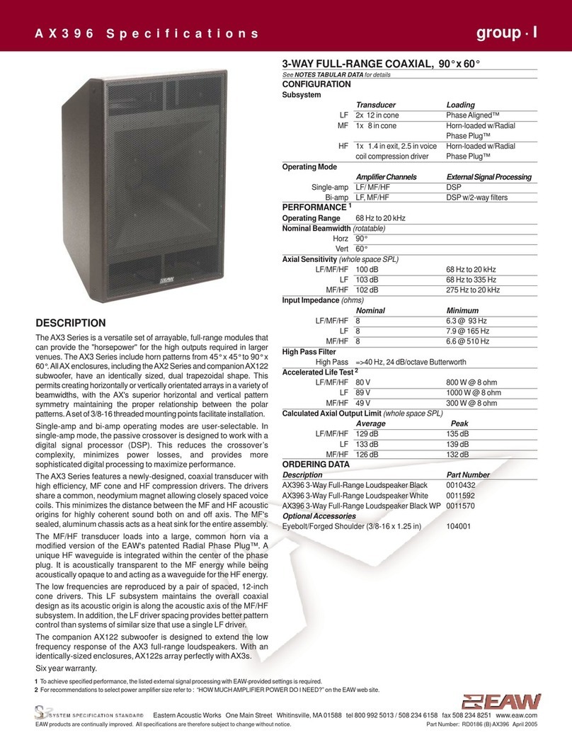 EAW AX396 Specification sheet
