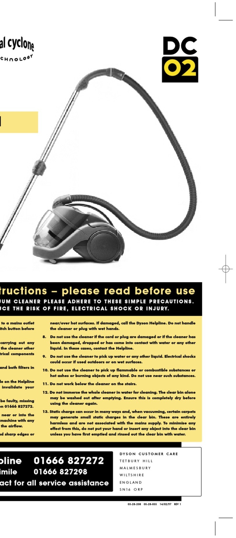 Dyson DC02 operating manual