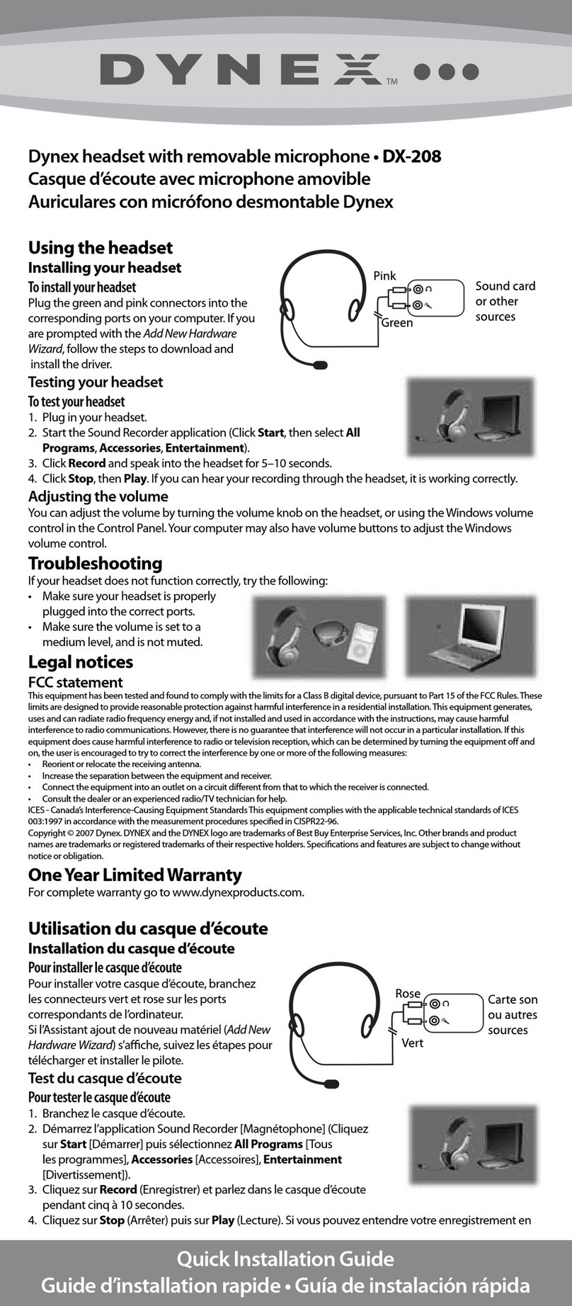 Dynex DX-208 User manual
