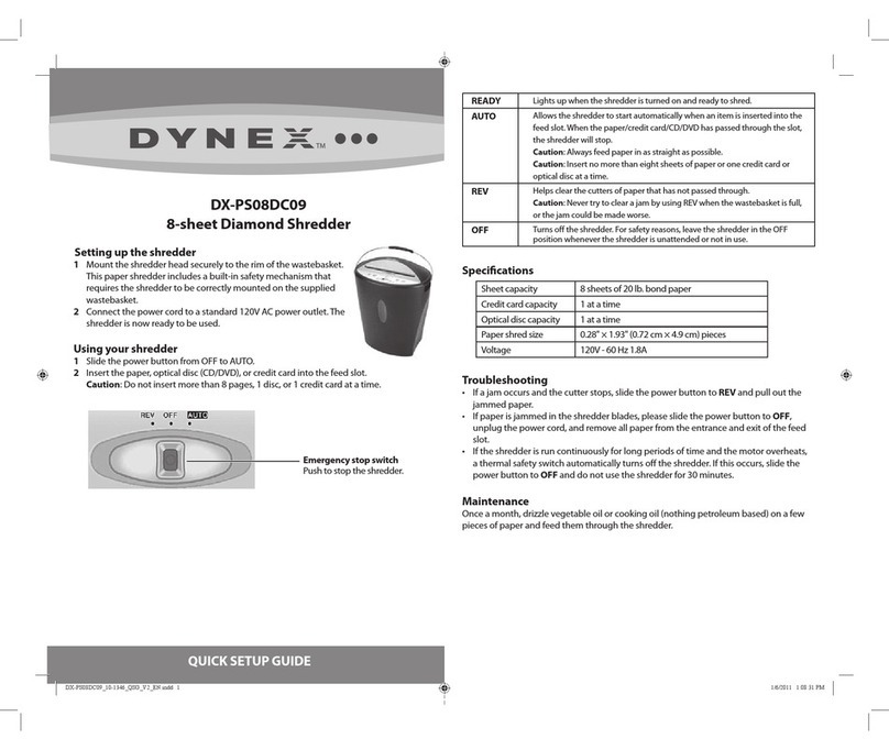 Dynex 8-SHEET DIAMOND SHREDDER DX-PS08DC09 user manual