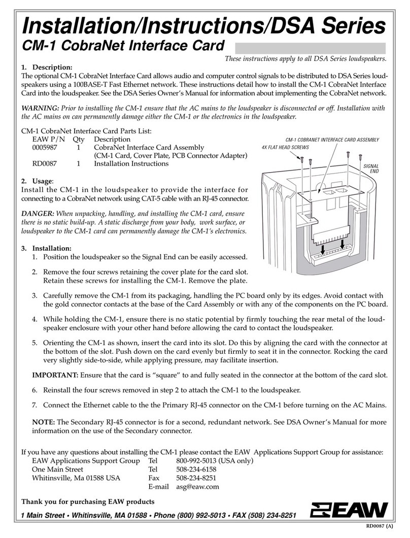 EAW CobraNet CM-1 installation instructions