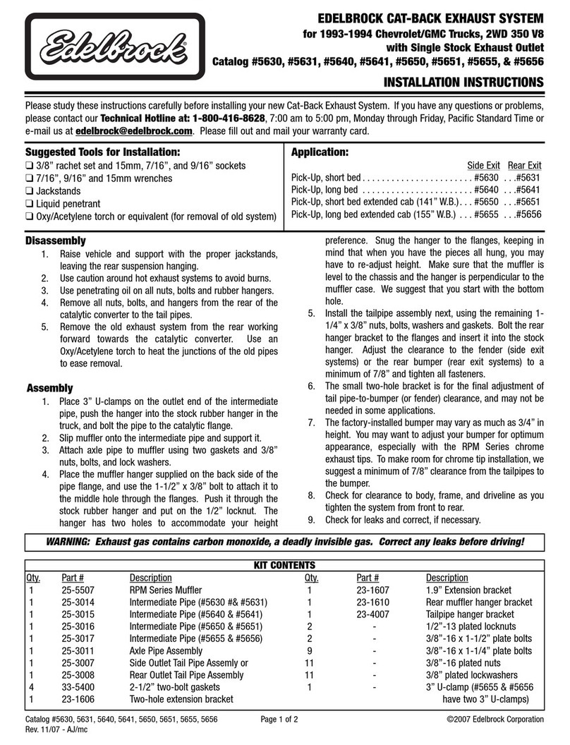 Edelbrock 2WD 350 V8 User manual