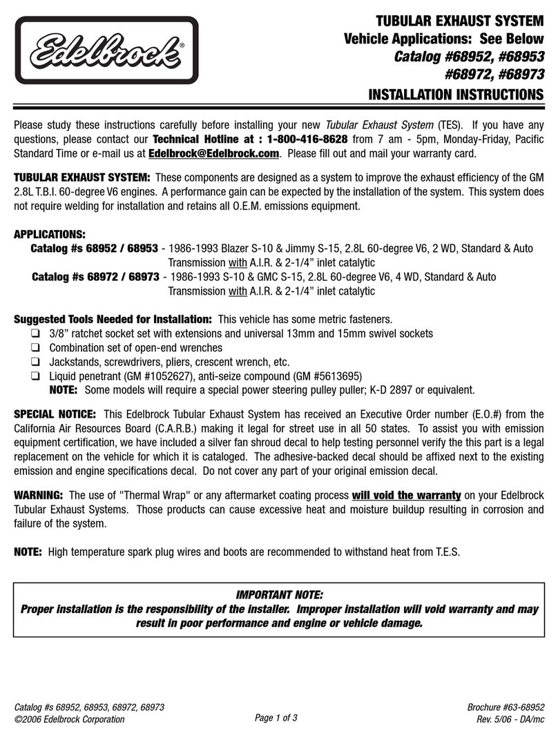 Edelbrock 68952 User manual Edelbrock 68952 User manual