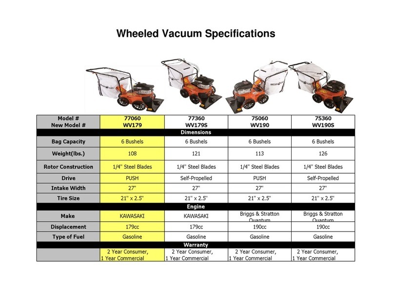 Echo WV190 Specification sheet