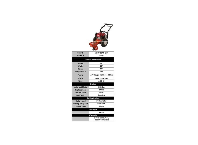 Echo SG340 Specification sheet