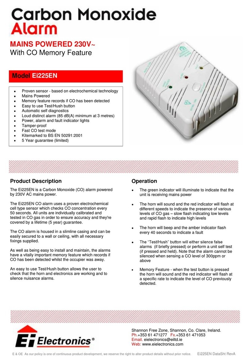 Ei Electronics Carbon Monoxide Alarm Ei 225EN Specifications