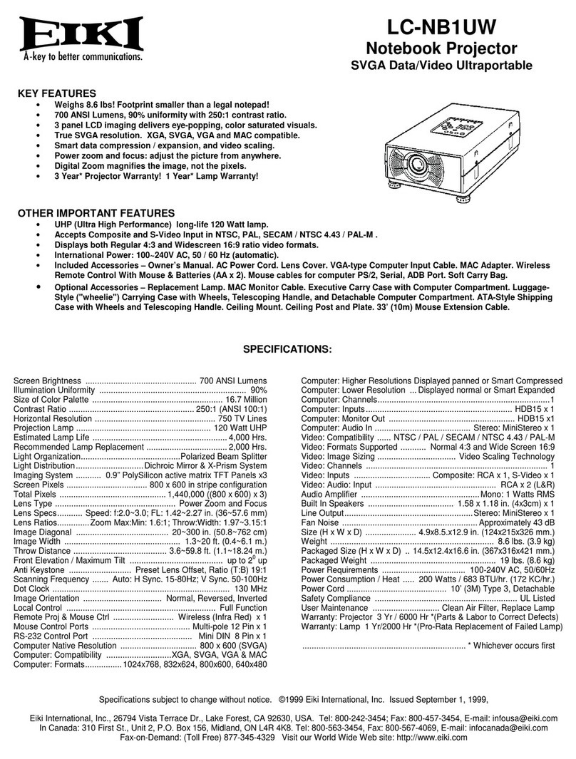 Eiki LC-NB1UW Specifications