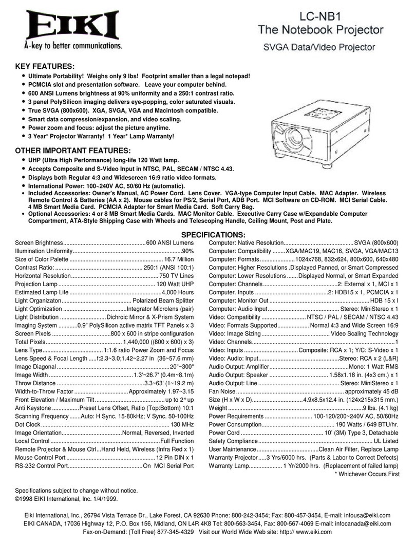 Eiki LC-NB1 Specifications