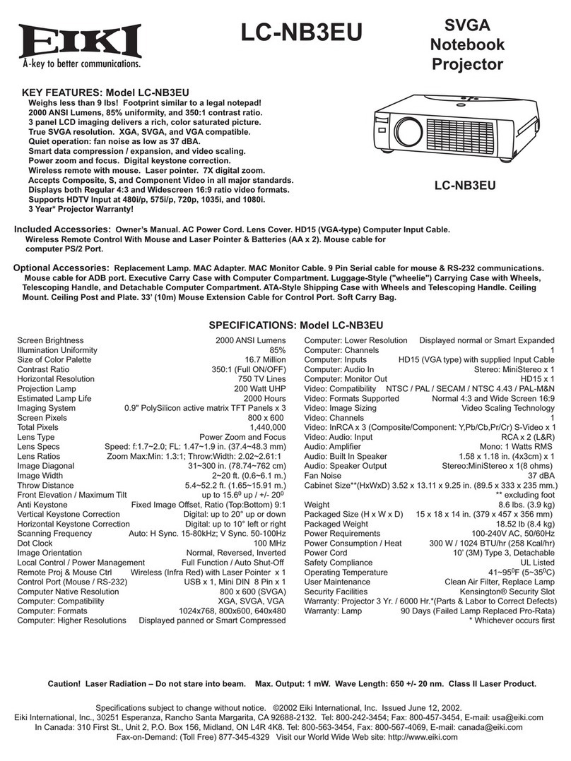 Eiki LC-NB3EU User manual
