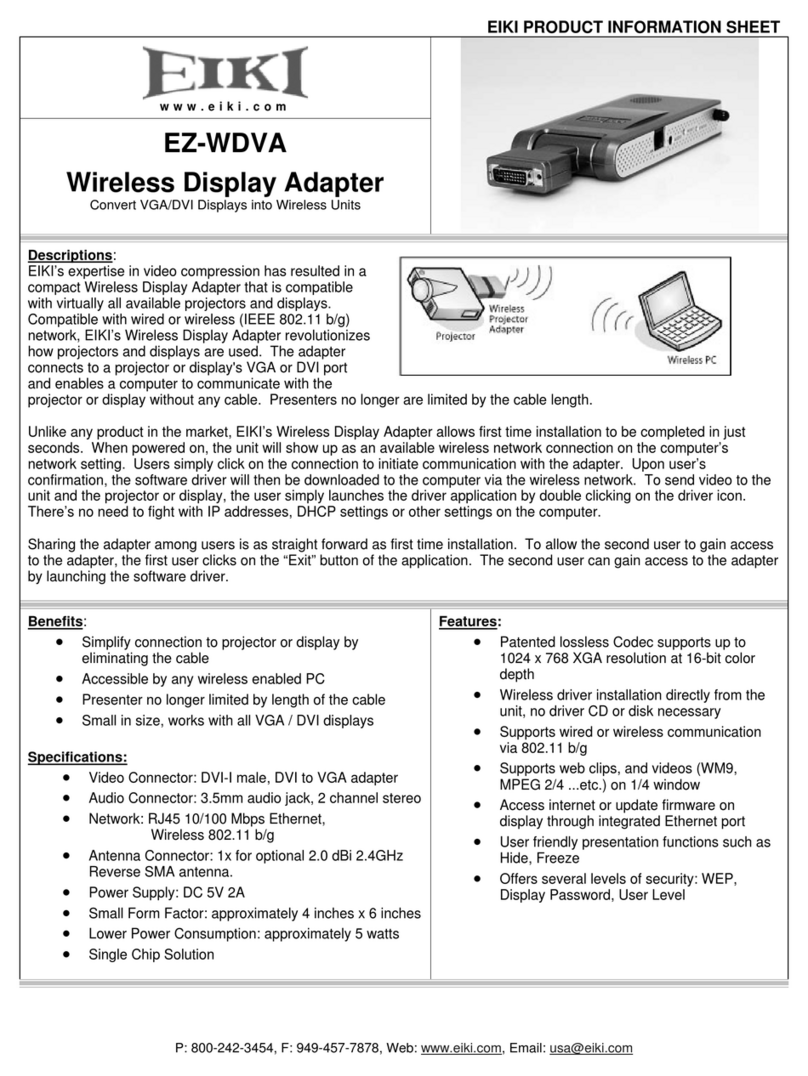 Eiki Wireless Display Adapter EZ-WDVA User manual