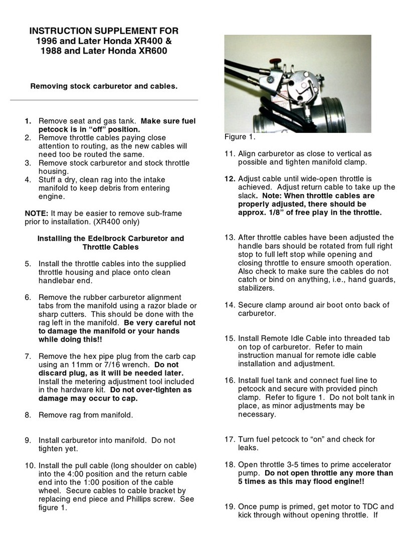 Edelbrock Honda XR400 Owner's manual