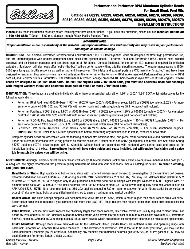 Edelbrock Performer RPM 60219 User manual Edelbrock Performer RPM 60219 User manual