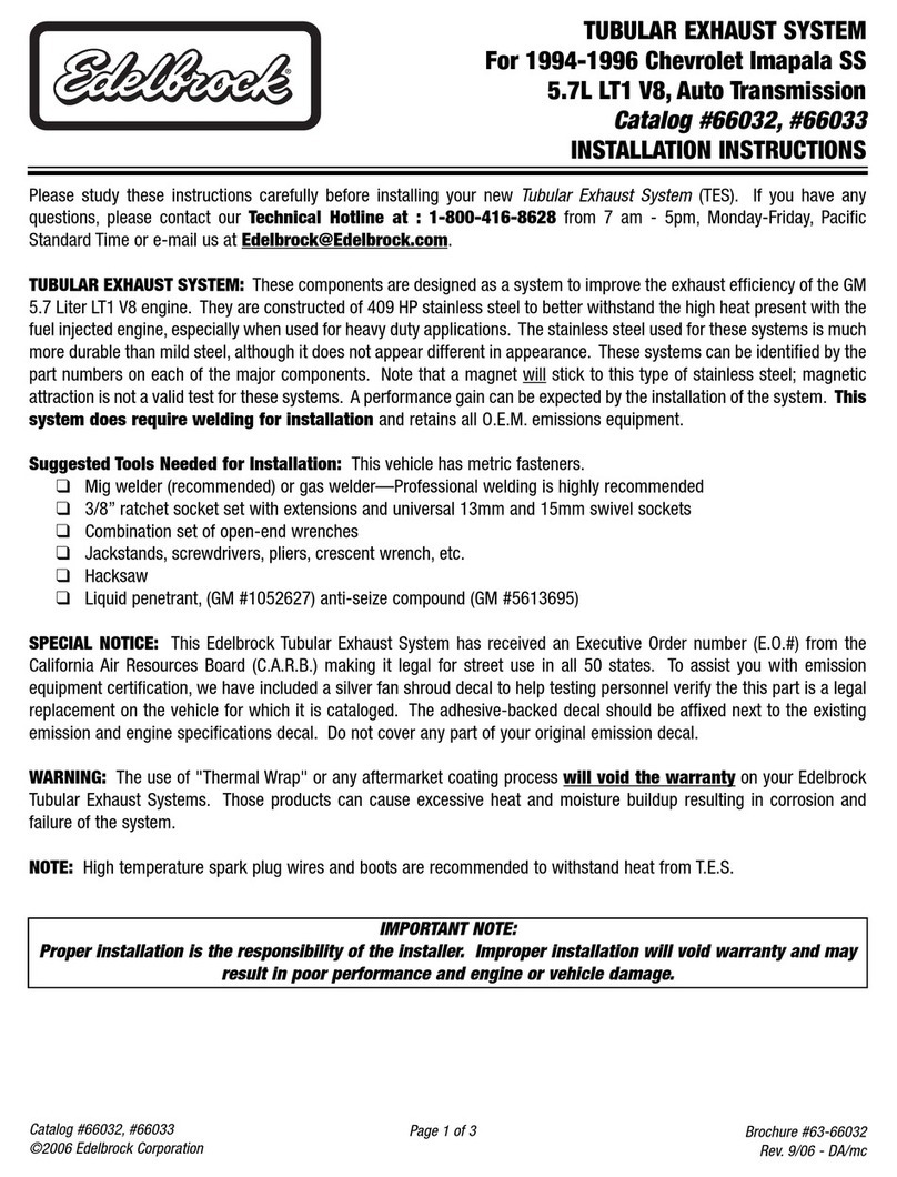 Edelbrock Chevrolet Imapala 5.7L LT1 V8 installation instructions