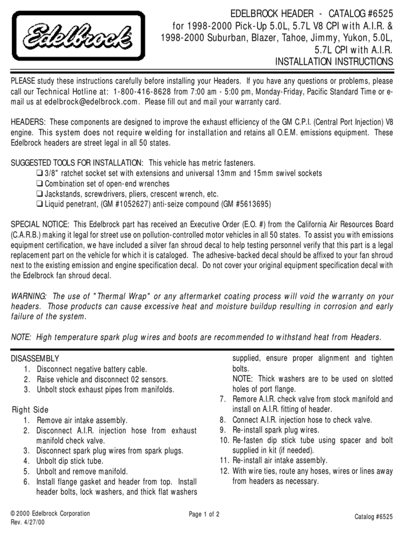 Edelbrock Edelbrock Header 6525 User manual