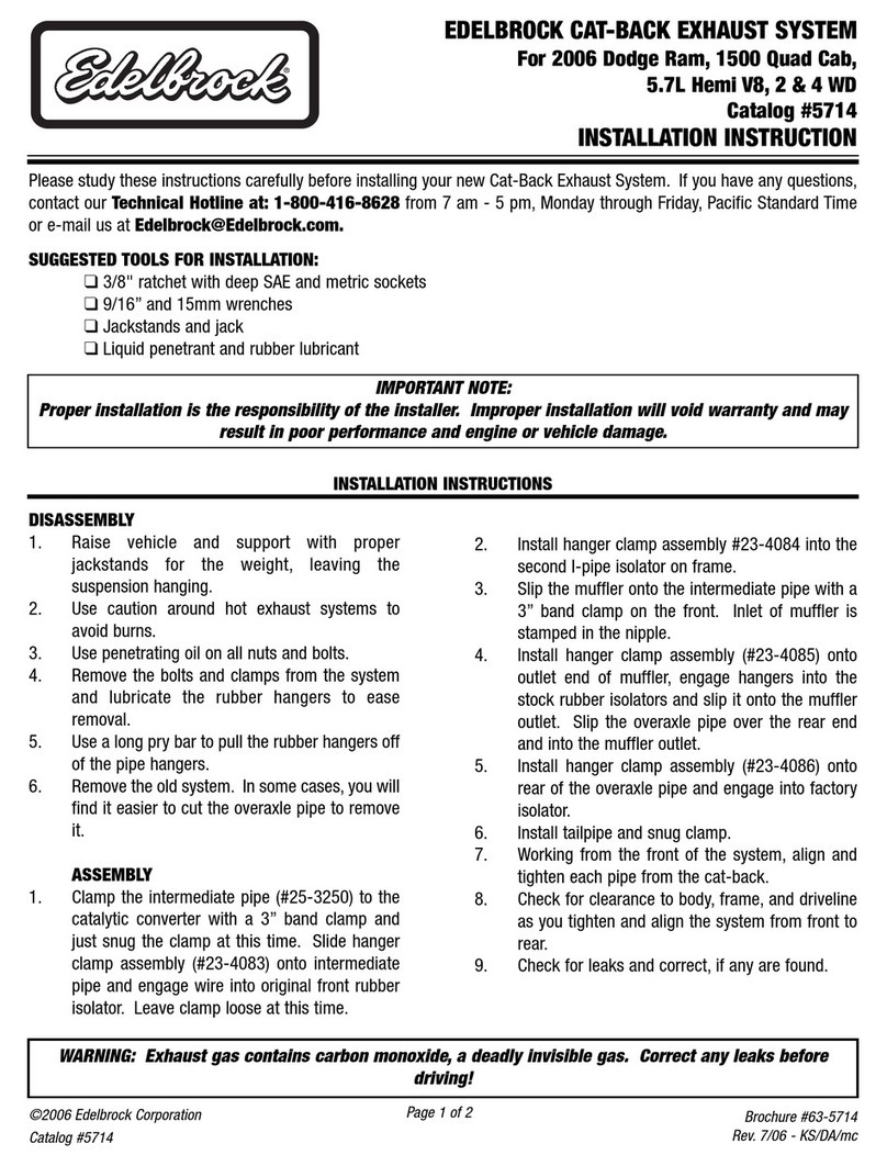 Edelbrock Cat-Back Exhaust System 5714 installation instructions