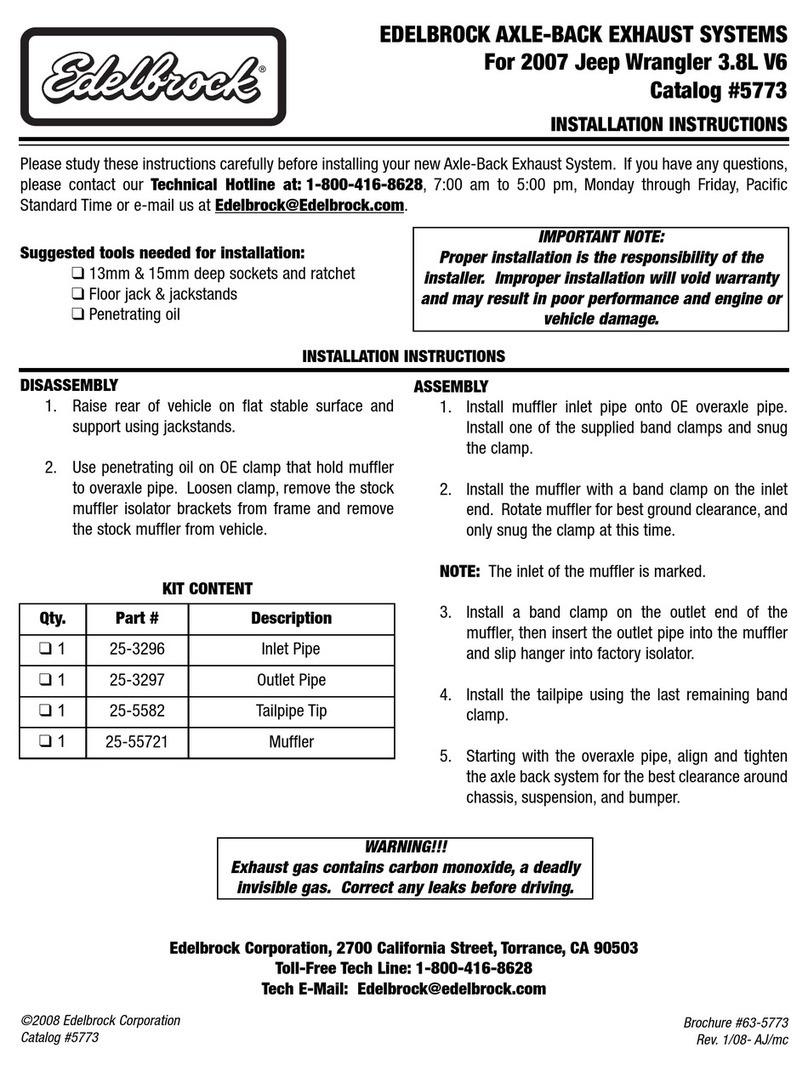 Edelbrock Axle-Back Exhaust Systems 5773 User manual