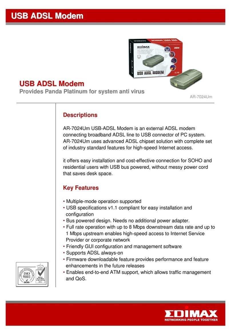 Edimax USB ADSL Modem AR-7024Um Specifications