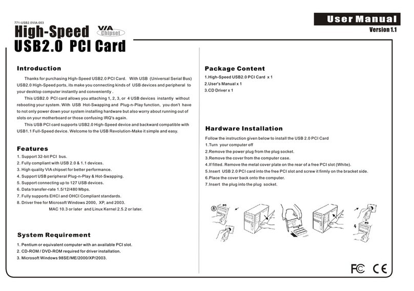 VIA Technologies Hi-Speed USB2.0 PCI Card Version 1.1 user manual VIA Technologies Hi-Speed USB2.0 PCI Card Version 1.1 user manual