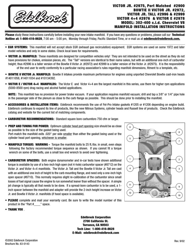 Edelbrock CHEVROLET V8 302-400 C.I.D. installation instructions