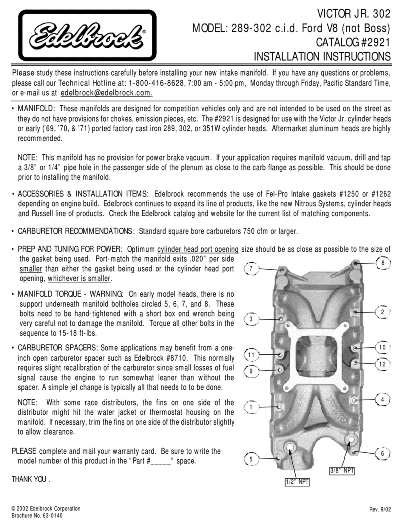 Edelbrock Victor Jr. 289-302 User manual