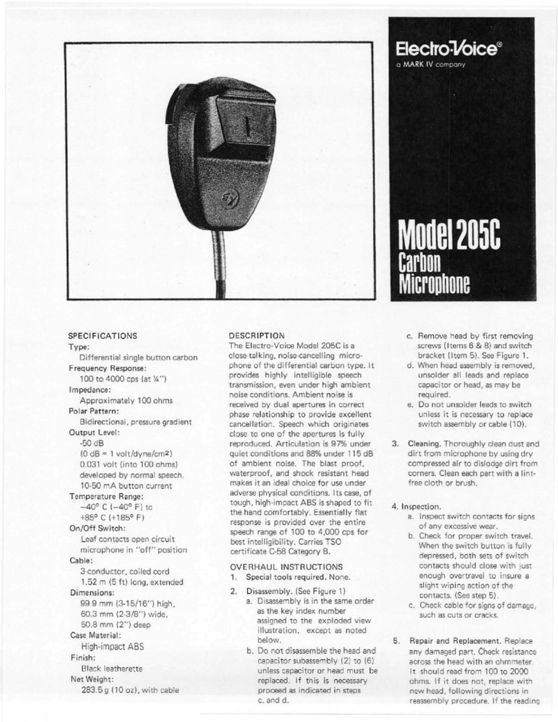 Electro-Voice 205C Specification sheet