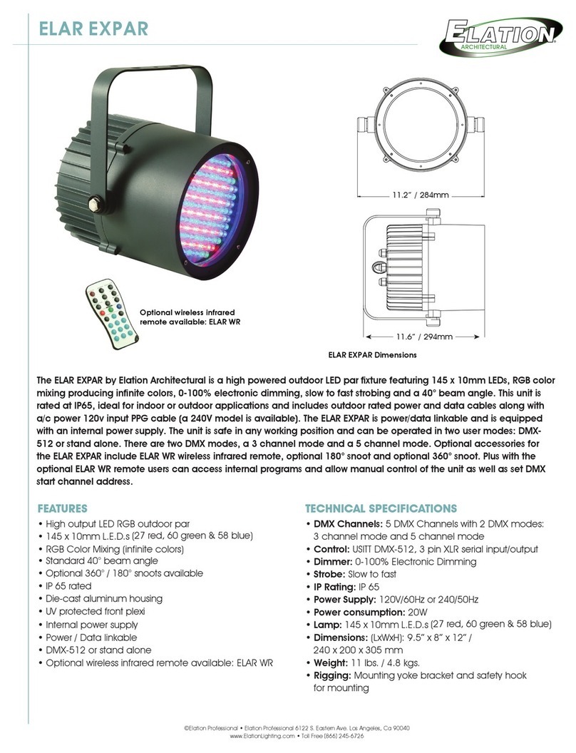 Elation Outdoor LED Par Fixture ELAR EXPAR Technical specifications