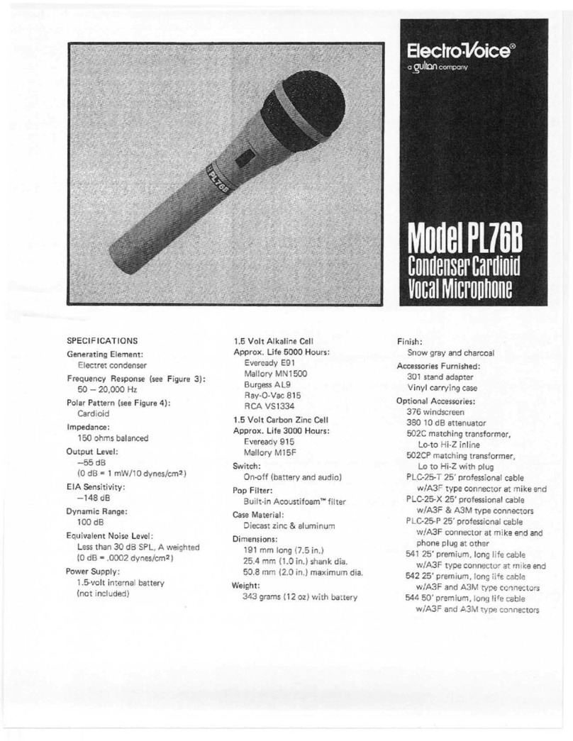Electro-Voice PL76B Specification sheet