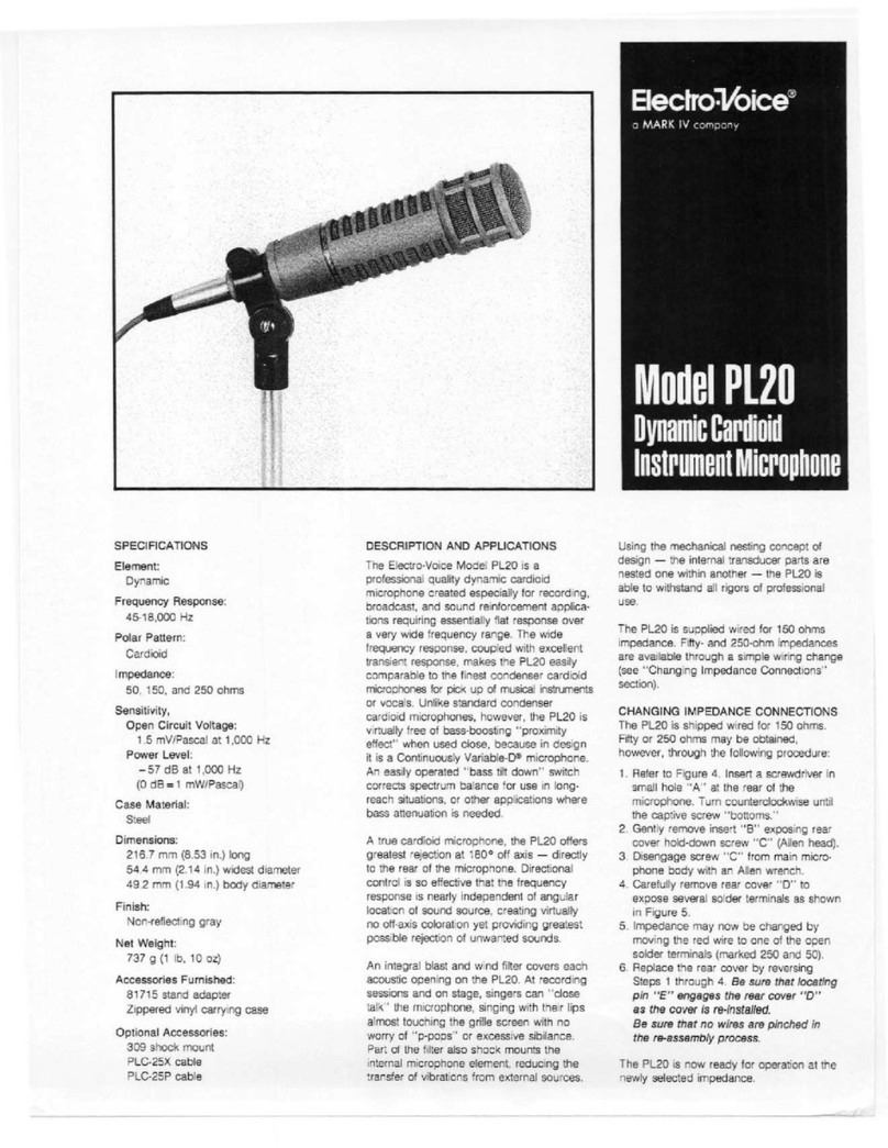 Electro-Voice PL20 Specification sheet
