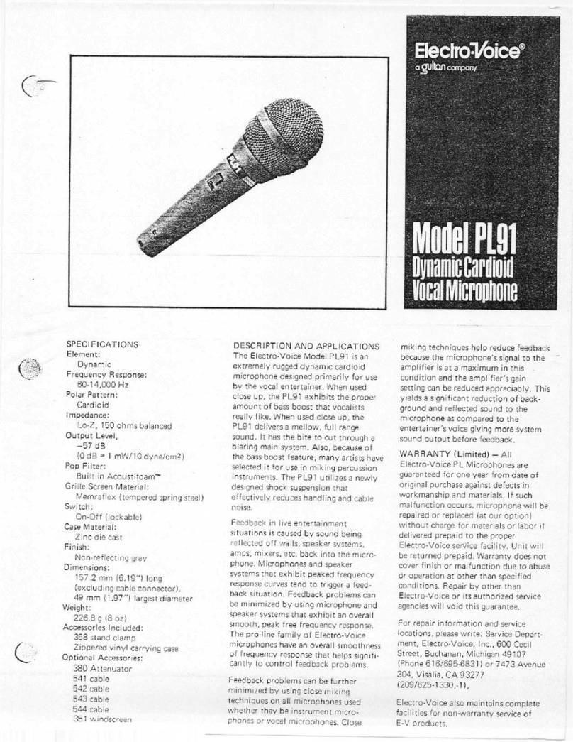 Electro-Voice PL91 User manual