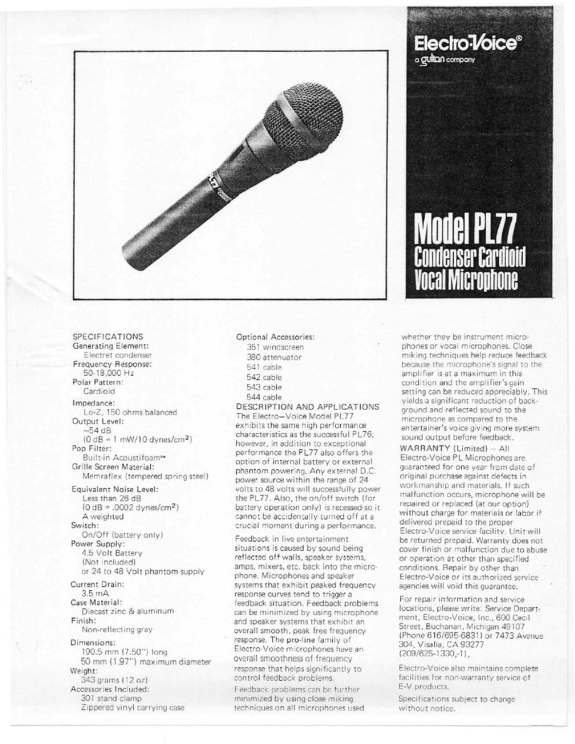 Electro-Voice PL77 Specification sheet