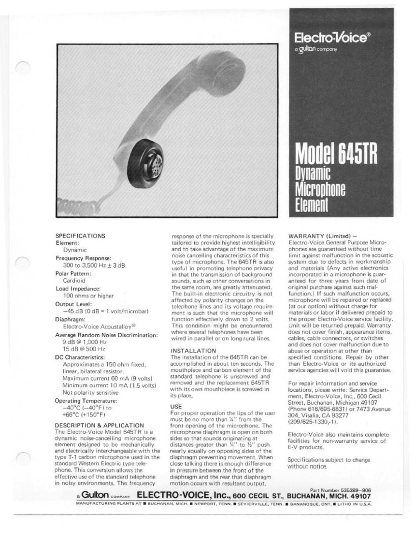 Electro-Voice 645TR Specification sheet