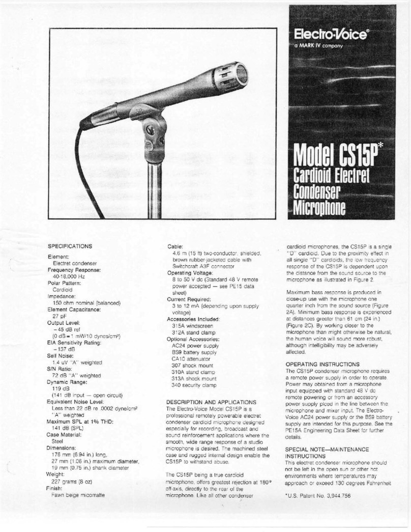 Electro-Voice CS15P Specification sheet