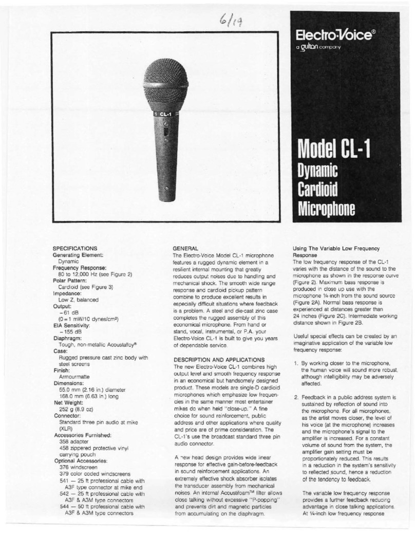 Electro-Voice CL-1 Specification sheet