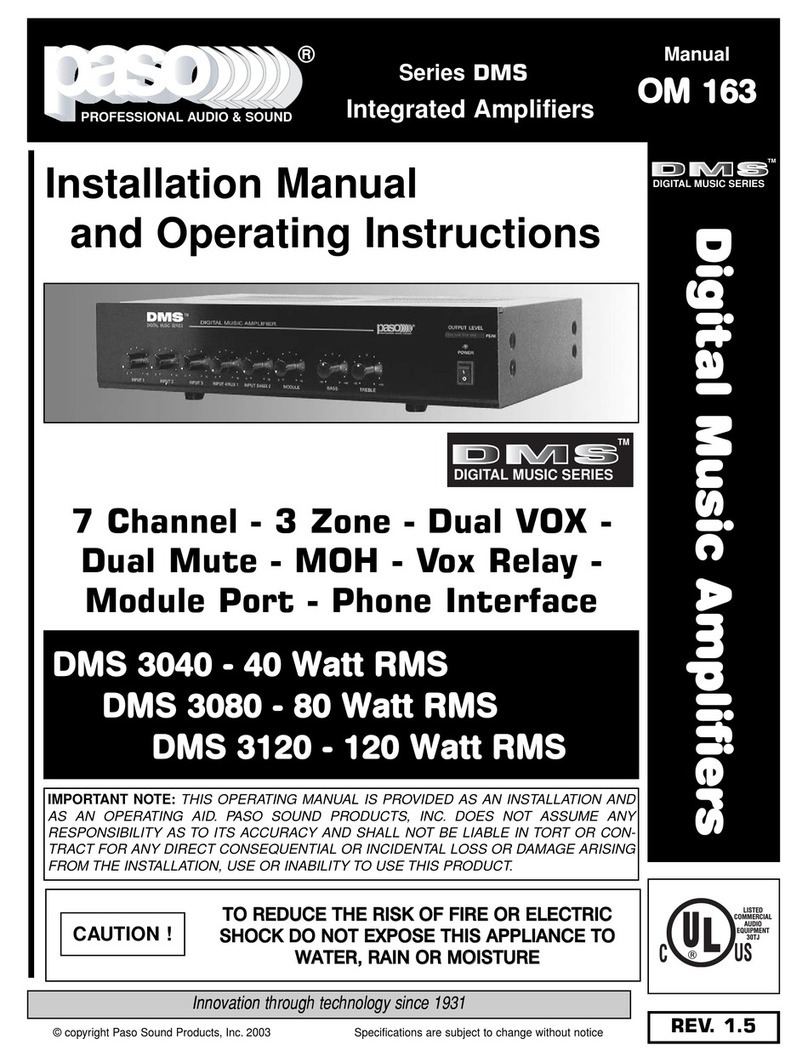 Paso Sound Products DMS 3040-40 Installation manual and operating instructions