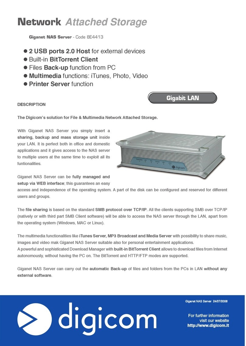 Digicom GigaNet NAS Server BE4413 Specification sheet