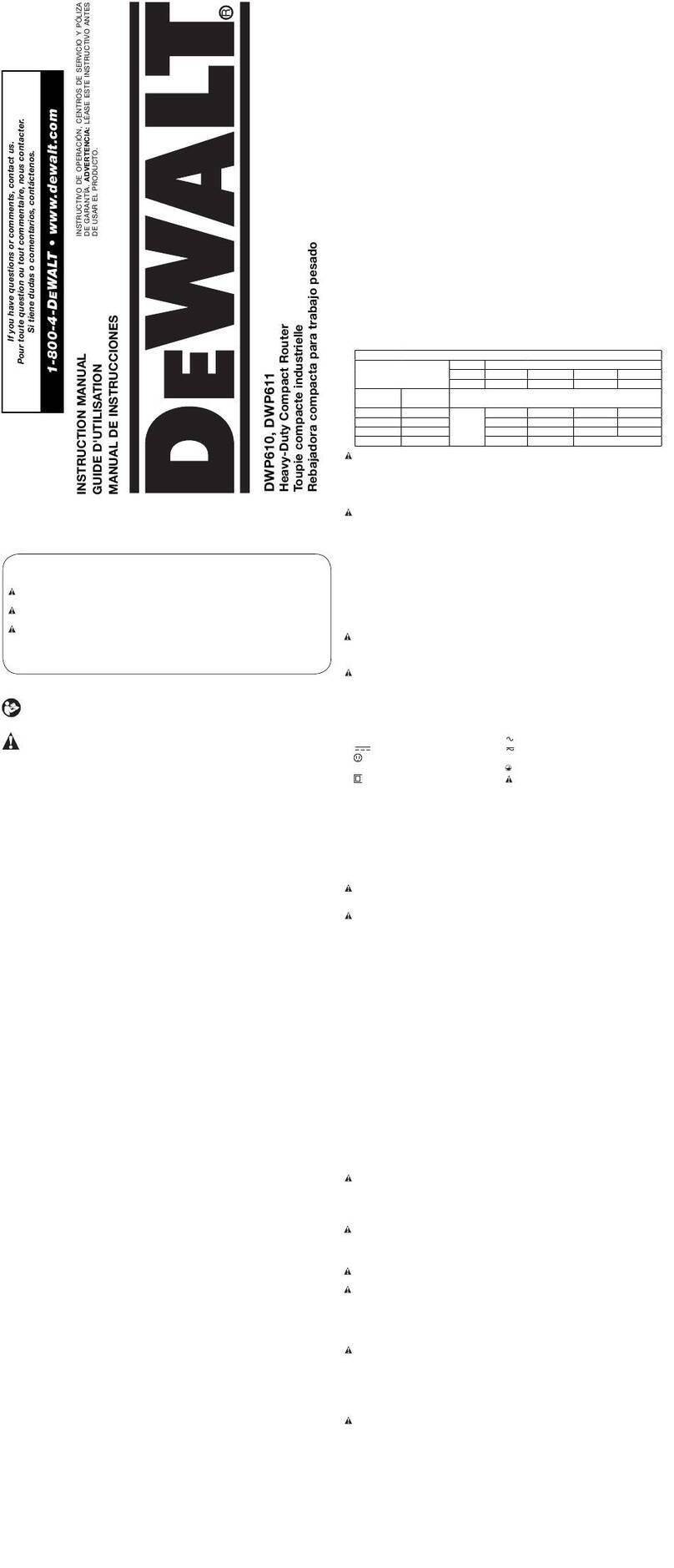 DeWalt DWP610 instruction manual